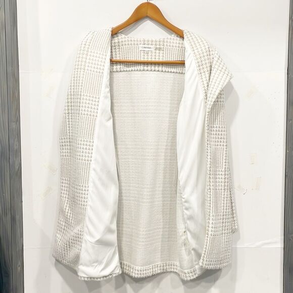 Calvin Klein Women Knit Cardigan Coat Long Sleeve Open Front Houndstooth plaid L - Picture 5 of 13